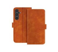 Etui Portefeuille pour Galaxy S25 FE Magnétique Effet Daim Soft-touch Marron