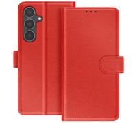 Étui Portefeuille pour Galaxy S25 FE Série Chesterfield avec Fonction Support Rouge