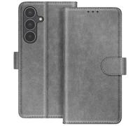 Etui Portefeuille pour Galaxy S25 FE Série Chesterfield avec Fonction Support Gris