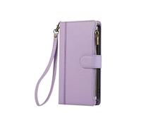 Etui Portefeuille pour Galaxy S25 / S24 à Zip avec Bandoulière Détachable Lavande