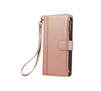 Étui Portefeuille pour Galaxy S25 / S24 à Zip avec Bandoulière Détachable Rose