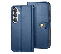 Étui Portefeuille pour Galaxy S26 avec Bouton-pression Magnétique et Dragonne Bleu nuit