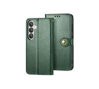 Etui Portefeuille pour Galaxy S26 avec Bouton-pression Magnétique et Dragonne Vert