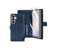 Étui Portefeuille pour Galaxy S26 avec Verre Trempé et Dragonne Enkay Bleu nuit