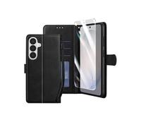 Etui Portefeuille pour Galaxy S26 avec Verre Trempé et Dragonne Noir