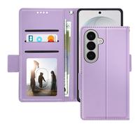 Étui Portefeuille pour Galaxy S26 Effet Cuir Cousu avec Dragonne Violet