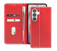 Étui Portefeuille pour Galaxy S26 Plus Série Chesterfield Grainé Fonction Stand Rouge