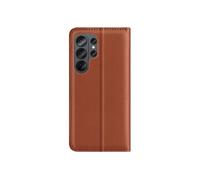 Etui Portefeuille pour Galaxy S26 Ultra Anti-RFID Compatible Charge Sans Fil Qi Marron