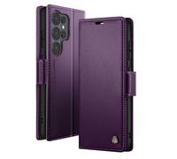 Étui Portefeuille pour Galaxy S26 Ultra Anti-RFID Effet Cuir Brillant CaseMe Violet foncé