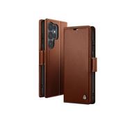 Etui Portefeuille pour Galaxy S26 Ultra Anti-RFID Effet Cuir Brillant Marron foncé