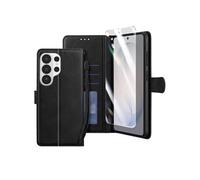 Etui Portefeuille pour Galaxy S26 Ultra avec Verre Trempé et Dragonne Noir