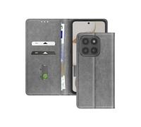 Étui Portefeuille pour Honor 400 Smart Chesterfield Grainé avec Fonction Stand Gris
