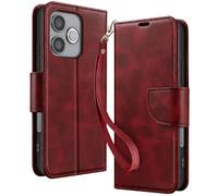 Étui Portefeuille pour Honor 600 Lite Style Rétro avec Support Rouge