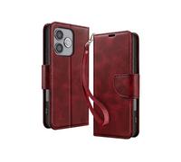 Etui Portefeuille pour Honor 600 Lite Style Rétro avec Support Rouge