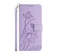 Étui Portefeuille pour Honor 600 Smart Motif Lotus Oriental avec Dragonne Lavande