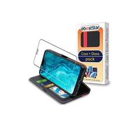 Etui Portefeuille pour Honor 9X Lite PU Cuir Porte-Cartes Support Stand, Noir / Rouge + Film VERRE Trempé