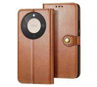 Étui Folio Portefeuille pour Honor Magic 8 Lite avec Dragonne et Porte-cartes Marron