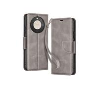 Étui Portefeuille pour Honor Magic 8 Lite Style Rétro avec Support Gris