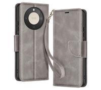 Etui Portefeuille pour Honor Magic 8 Lite Style Rétro avec Support Gris