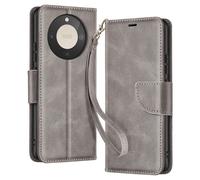 Étui Portefeuille pour Honor Magic 8 Lite Style Rétro avec Support Gris