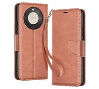 Étui Portefeuille pour Honor Magic 8 Lite Style Rétro avec Support Marron