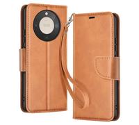 Étui Portefeuille pour Honor Magic 8 Lite Style Rétro avec Support Marron clair