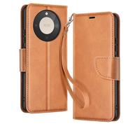 Étui Portefeuille pour Honor Magic 8 Lite Style Rétro avec Support Marron clair