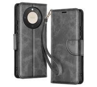 Étui Portefeuille pour Honor Magic 8 Lite Style Rétro avec Support Noir
