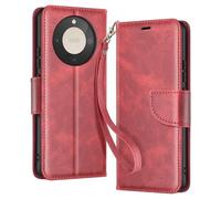 Étui Portefeuille pour Honor Magic 8 Lite Style Rétro avec Support Rouge