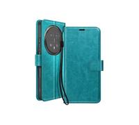 Etui Portefeuille pour Honor Magic 8 Pro avec Dragonne et Fonction Stand Bleu
