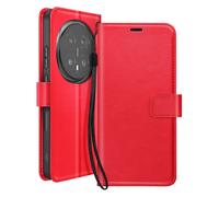 Étui Portefeuille pour Honor Magic 8 Pro avec Dragonne et Fonction Stand, Rouge
