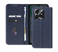 Avizar Étui portefeuille Honor X5c Plus 4G Série Chesterfield avec support vidéo Bleu nuit