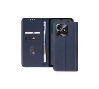 Avizar Étui portefeuille Honor X5c Plus 4G Série Chesterfield avec support vidéo Bleu nuit