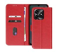 Étui Portefeuille pour Honor X5c Plus 4G Série Chesterfield avec Support Vidéo Rouge
