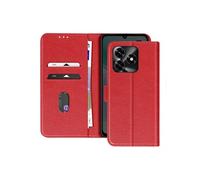 Etui Portefeuille pour Honor X5c Plus 4G Série Chesterfield avec Support Vidéo Rouge
