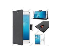 ebestStar - Coque Compatible avec Huawei Honor 5C Etui PU Cuir Housse Portefeuille Porte-Cartes Support Stand, Noir + Film Protection écran Verre Trempé [Appareil: 147.1 x 73.8 x 8.3mm, 5.2'']