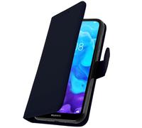 Etui Portefeuille pour Huawei Y5 2019 Série Chesterfield avec Fonction Support Bleu nuit