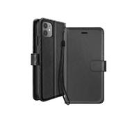 Etui Portefeuille pour iPhone 11 avec Dragonne et Support Vidéo Noir