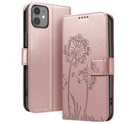 Étui Portefeuille pour iPhone 11 Premium Design Fleurs Papillon Zanaé Rose champagne