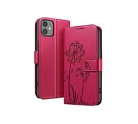 Etui Portefeuille pour iPhone 11 Premium Design Fleurs Papillon Zanaé Rouge