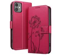 Zanaé Étui portefeuille pour iPhone 11 Premium – Design fleurs papillon – Rouge