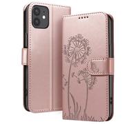 Zanaé Étui Portefeuille pour iPhone 12/12 Pro – Design Fleurs Papillon Rose champagne