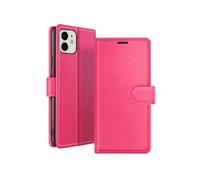 Zanaé, étui à rabat pour iPhone 12 / 12 Pro avec fermeture magnétique & porte-cartes, rouge fuchsia
