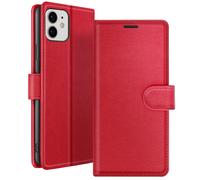 Zanaé Étui portefeuille pour iPhone 12 et 12 Pro Support et languette magnétique Rouge