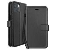 Etui Portefeuille pour iPhone 13 avec Dragonne et Support Vidéo Mayaxess Noir
