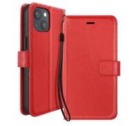 Étui Portefeuille pour iPhone 13 avec Dragonne et Support Vidéo Mayaxess Rouge