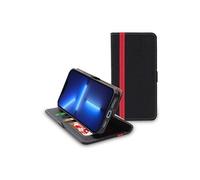 Etui Portefeuille pour iPhone 13 Pro Max PU Cuir Porte-Cartes Support Stand, Noir / Rouge