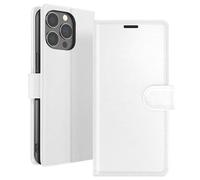 Étui Portefeuille pour iPhone 13 Pro Max Support et Languette Magnétique Blanc