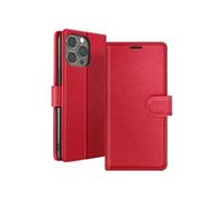 Etui Portefeuille pour iPhone 13 Pro Max Support et Languette Magnétique Zanaé Rouge