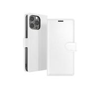 Étui Portefeuille pour iPhone 13 Pro Support et Languette Magnétique Blanc